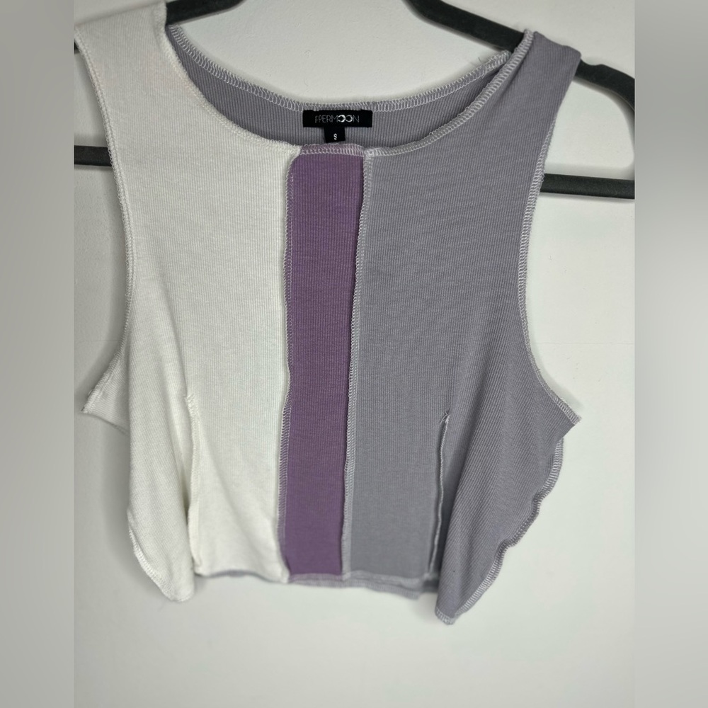 Papermoon Color-block ribbed crop tank top - Picture 6 of 10